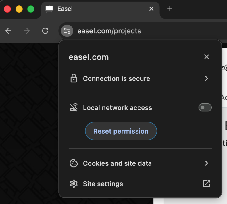 Chrome Enable Connection Permissions