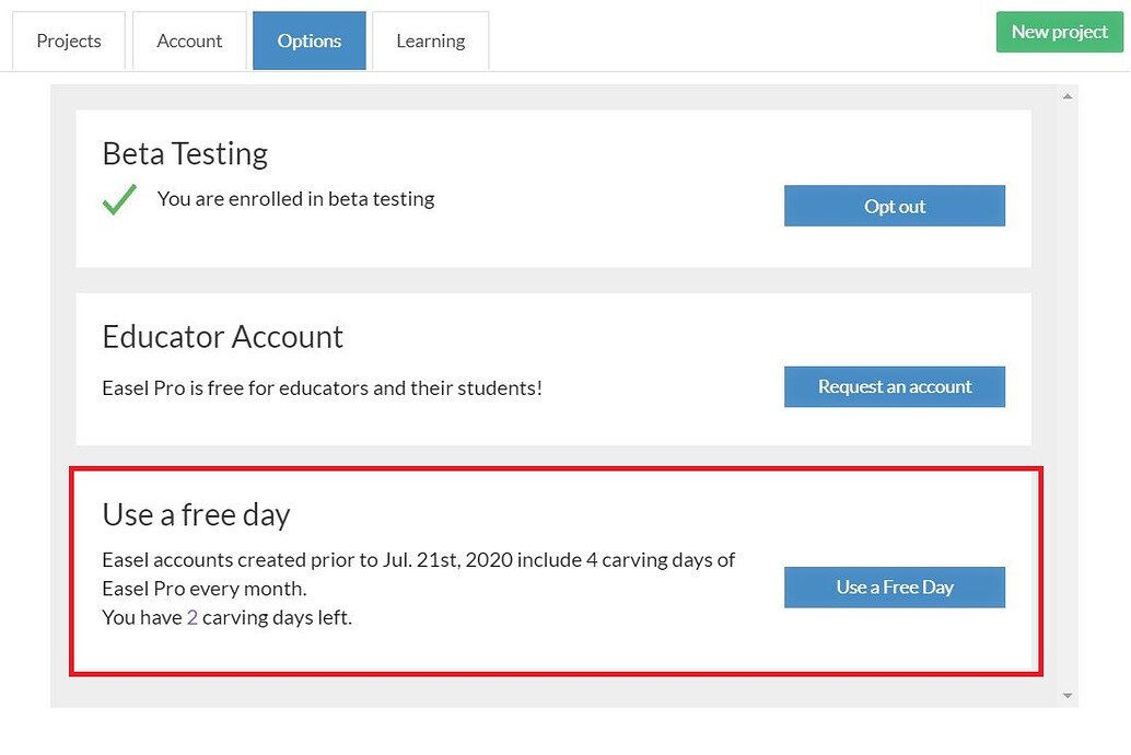 Retaining Free Days Easel Pro Inventables Community Forum