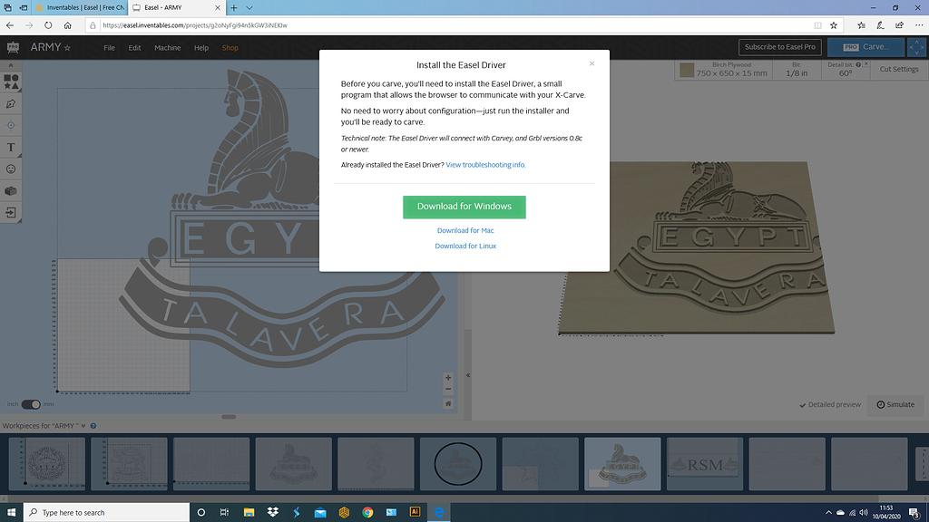 Easel driver 0.3.18 Inventables Community Forum