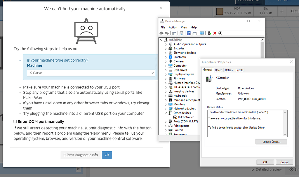 Cannot connect to XController through USB [Win10] Easel